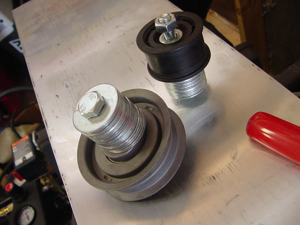 VW tensioner and JR idler pulleys offset with washers